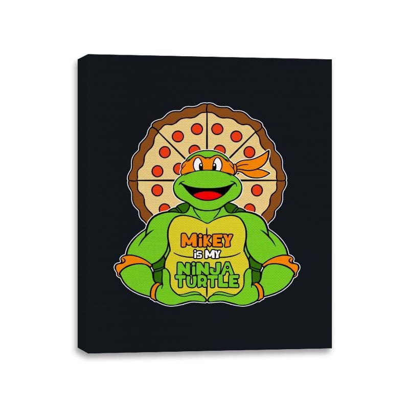 Mikey is my Turtle (My Orange Ninja Turtle) - Canvas Wraps Canvas Wraps RIPT Apparel 11x14 / Black