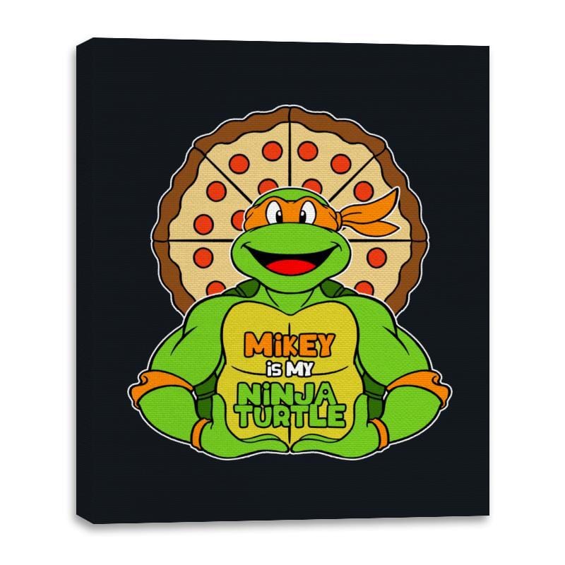 Mikey is my Turtle (My Orange Ninja Turtle) - Canvas Wraps Canvas Wraps RIPT Apparel 16x20 / Black