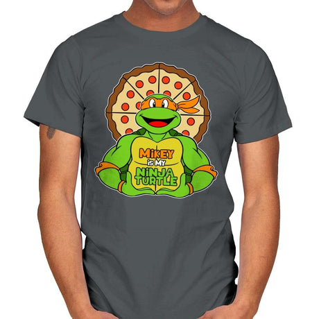 Mikey is my Turtle (My Orange Ninja Turtle) - Mens T-Shirts RIPT Apparel Small / Charcoal