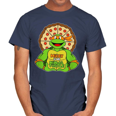 Mikey is my Turtle (My Orange Ninja Turtle) - Mens T-Shirts RIPT Apparel Small / Navy