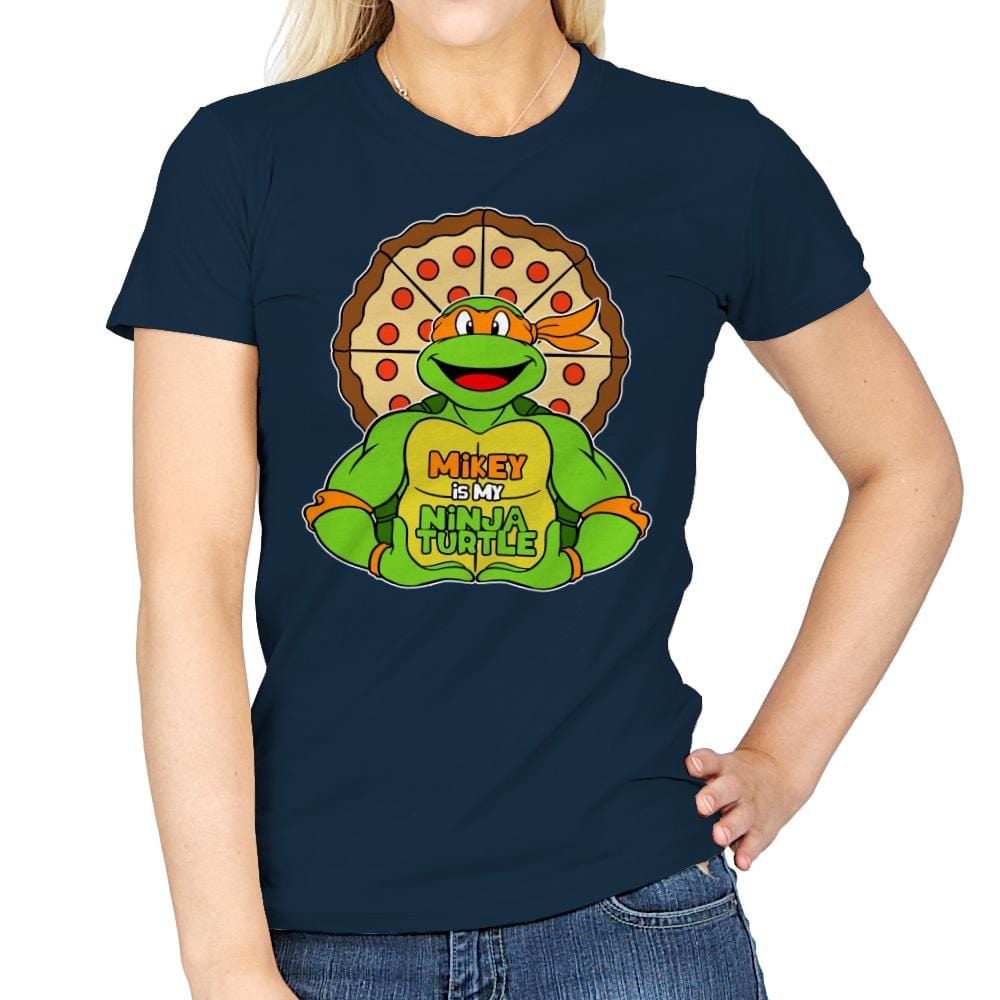 Mikey is my Turtle (My Orange Ninja Turtle) - Womens T-Shirts RIPT Apparel Small / Navy