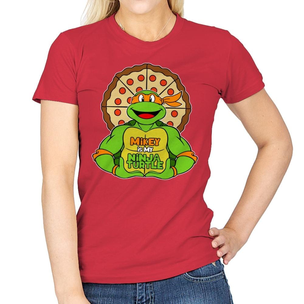 Mikey is my Turtle (My Orange Ninja Turtle) - Womens T-Shirts RIPT Apparel Small / Red