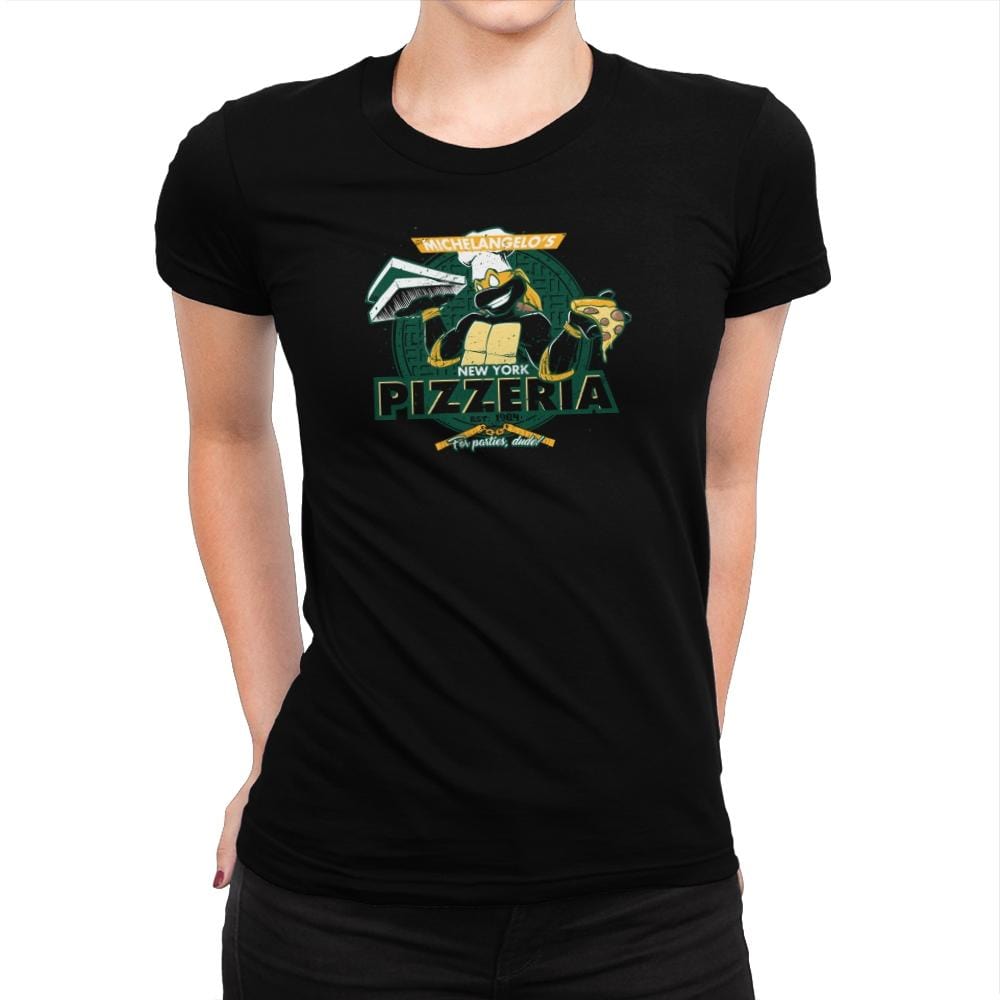Mikey's Pizzeria Exclusive - Womens Premium T-Shirts RIPT Apparel Small / Indigo
