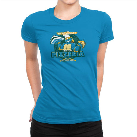 Mikey's Pizzeria Exclusive - Womens Premium T-Shirts RIPT Apparel Small / Turquoise