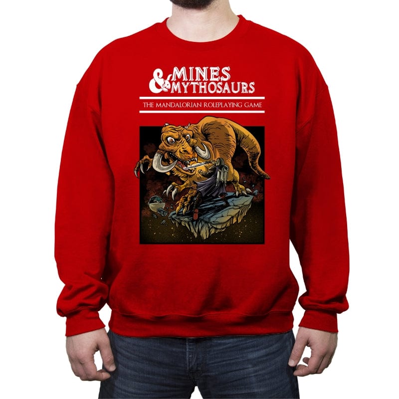 Mines & Mythosaurs - Crew Neck Sweatshirt Crew Neck Sweatshirt RIPT Apparel Small / Red