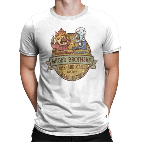 Miser Brothers Bar and Grill - Mens Premium T-Shirts RIPT Apparel Small / White