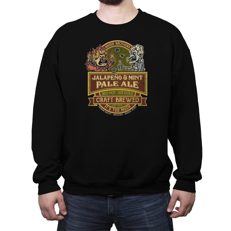 Miser Brothers Jalapeno and Mint Ale - Crew Neck Sweatshirt Crew Neck Sweatshirt RIPT Apparel Small / Black