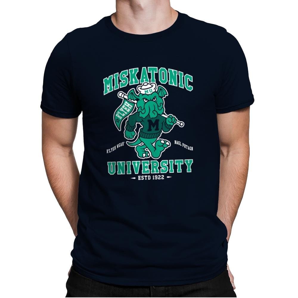 Miskatonic University - Mens Premium T-Shirts RIPT Apparel Small / Midnight Navy