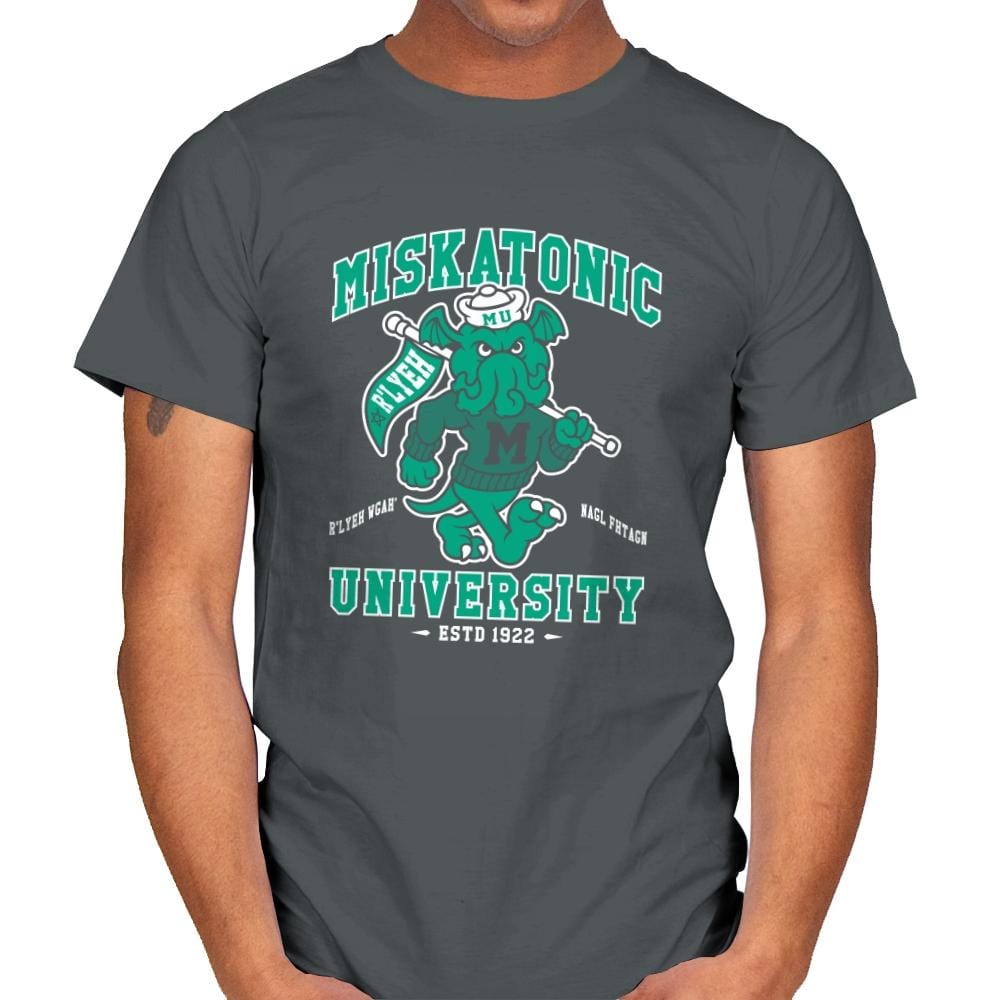 Miskatonic University - Mens T-Shirts RIPT Apparel Small / Charcoal
