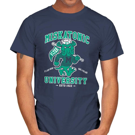 Miskatonic University - Mens T-Shirts RIPT Apparel Small / Navy