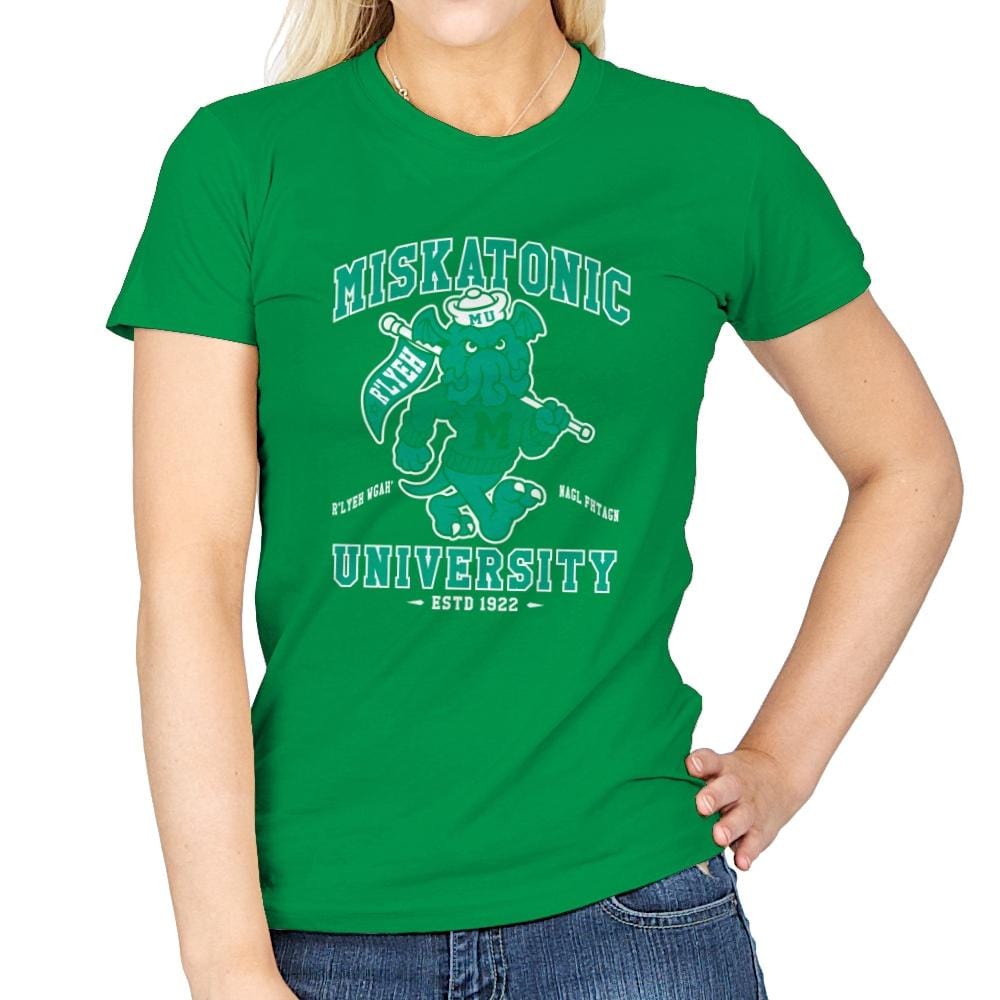 Miskatonic University - Womens T-Shirts RIPT Apparel Small / Irish Green