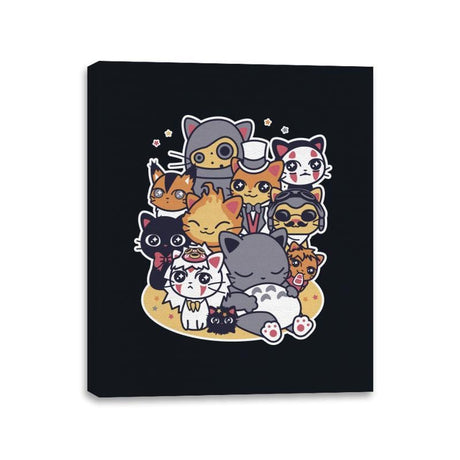 Miyazaki Cats - Canvas Wraps Canvas Wraps RIPT Apparel 11x14 / Black