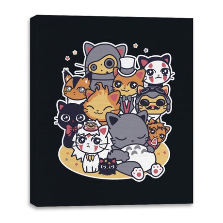 Miyazaki Cats - Canvas Wraps Canvas Wraps RIPT Apparel 16x20 / Black