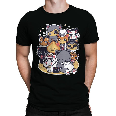 Miyazaki Cats - Mens Premium T-Shirts RIPT Apparel Small / Black