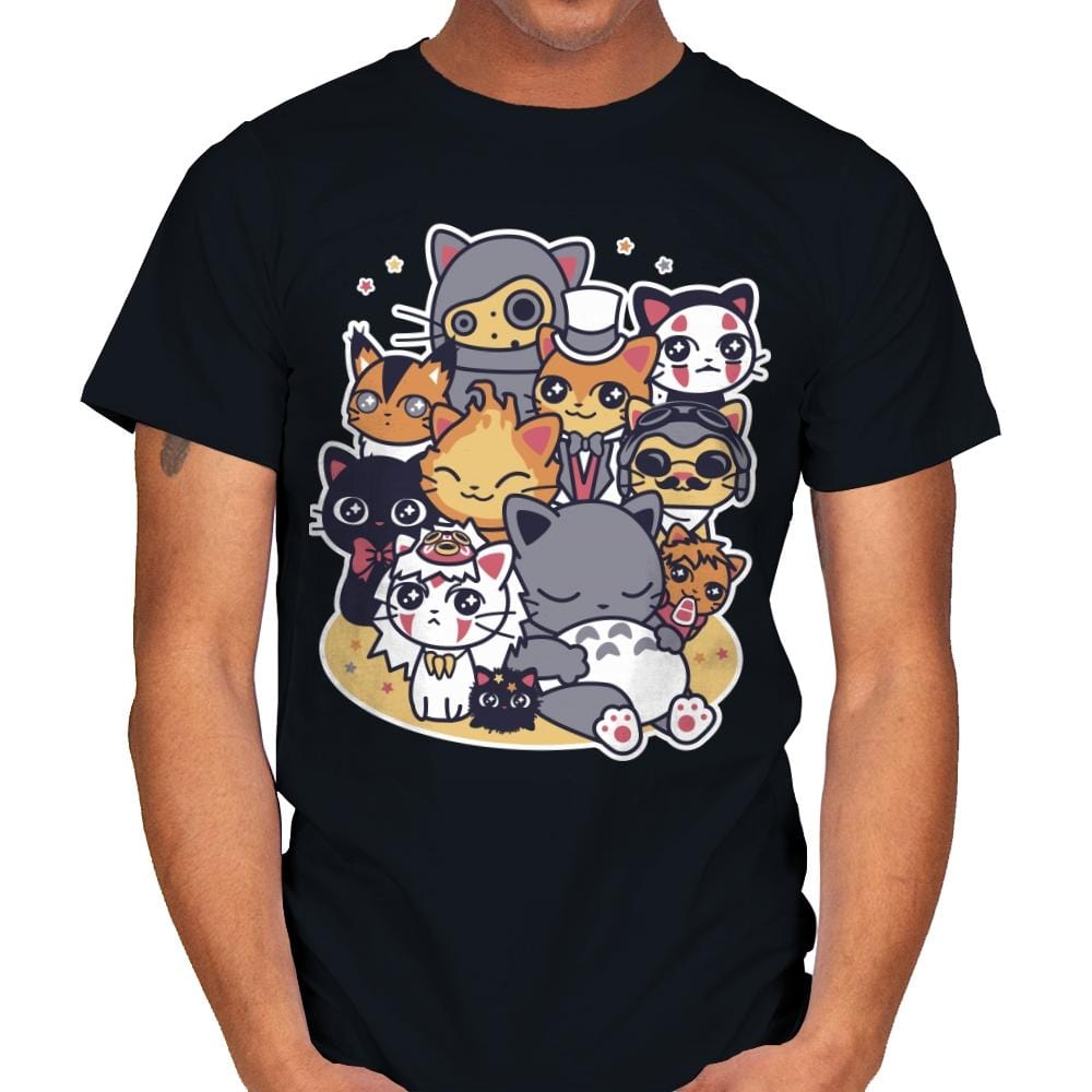 Miyazaki Cats - Mens T-Shirts RIPT Apparel Small / Black