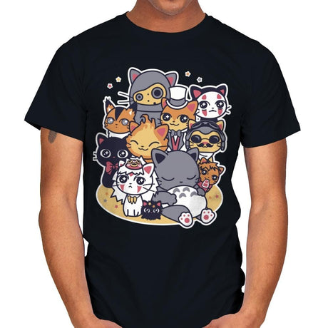 Miyazaki Cats - Mens T-Shirts RIPT Apparel Small / Black