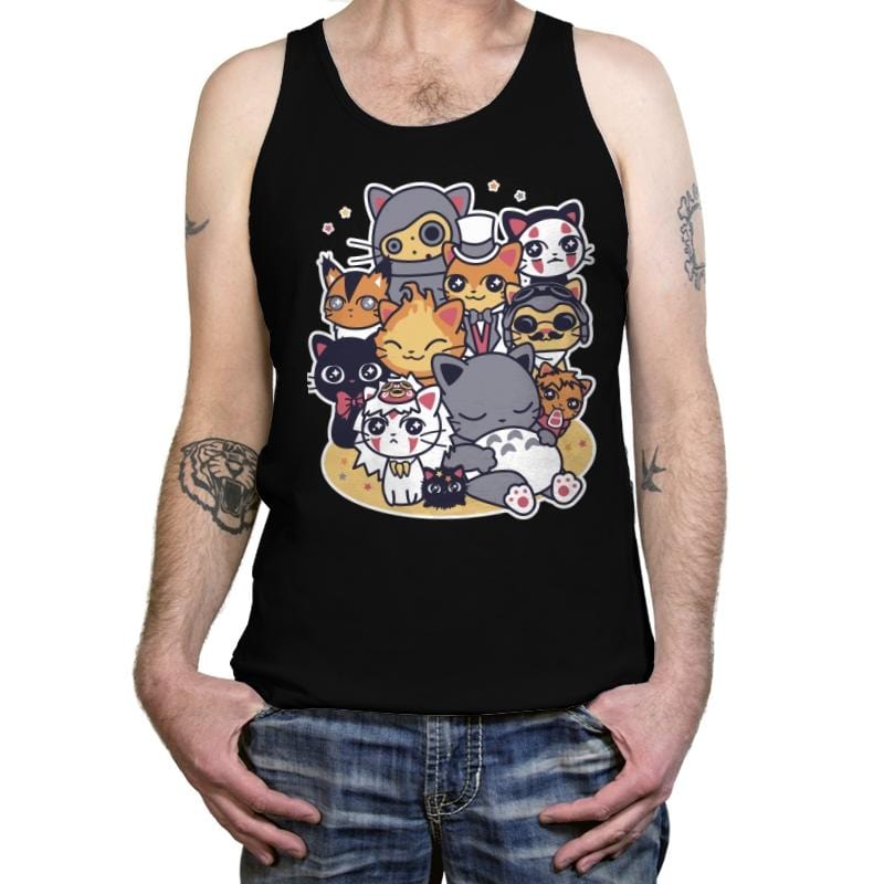 Miyazaki Cats - Tanktop Tanktop RIPT Apparel X-Small / Black