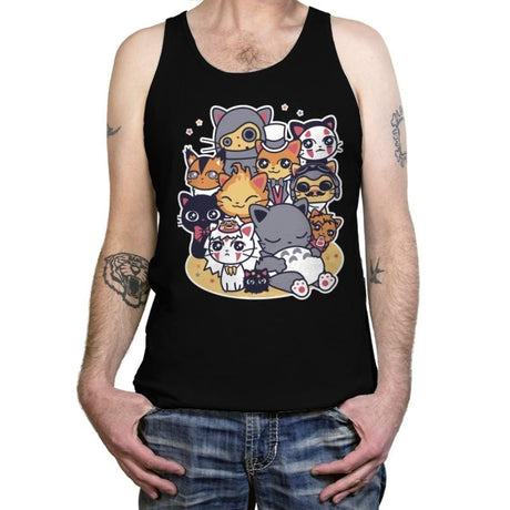 Miyazaki Cats - Tanktop Tanktop RIPT Apparel X-Small / Black