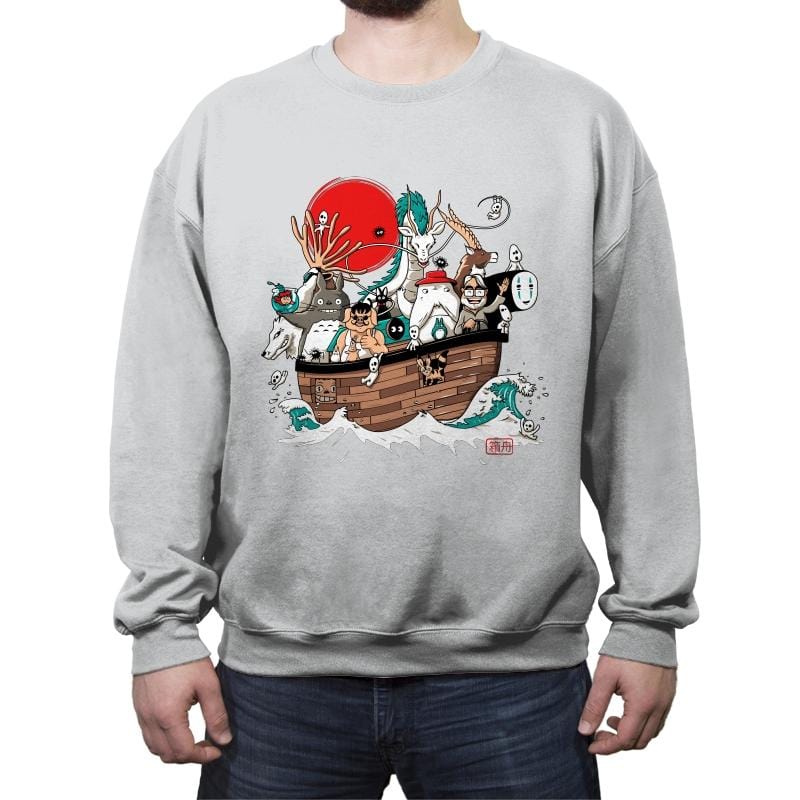 Miyazaki's ark - Crew Neck Sweatshirt Crew Neck Sweatshirt RIPT Apparel Small / Sport Gray