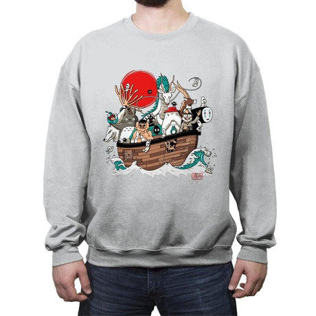 Miyazaki's ark - Crew Neck Sweatshirt Crew Neck Sweatshirt RIPT Apparel Small / Sport Gray