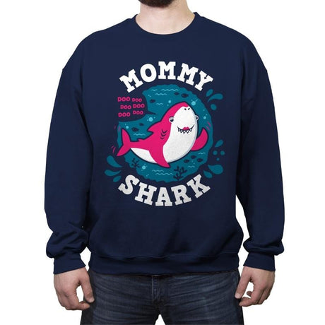 Mommy Shark - Crew Neck Sweatshirt Crew Neck Sweatshirt RIPT Apparel Small / Navy