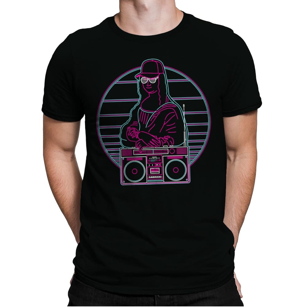 Mona Lisa in the 80s - Mens Premium T-Shirts RIPT Apparel Small / Black