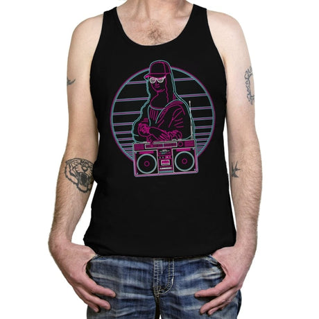 Mona Lisa in the 80s - Tanktop Tanktop RIPT Apparel X-Small / Black