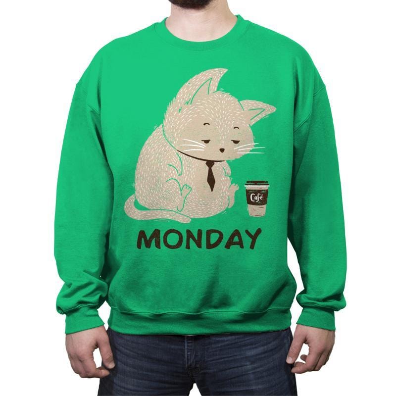 Monday Cat - Crew Neck Sweatshirt Crew Neck Sweatshirt RIPT Apparel