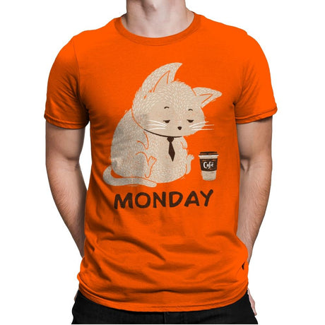 Monday Cat - Mens Premium T-Shirts RIPT Apparel Small / Classic Orange