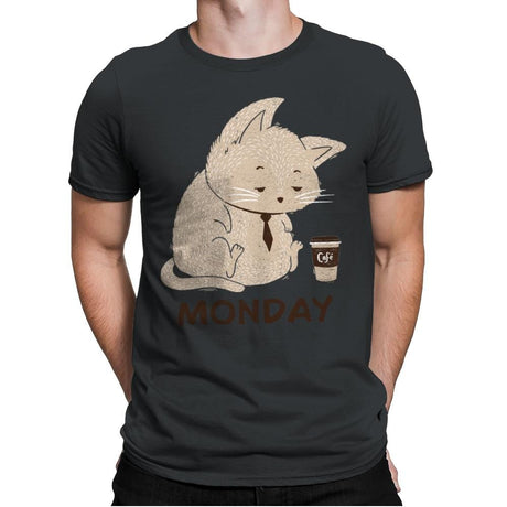 Monday Cat - Mens Premium T-Shirts RIPT Apparel Small / Heavy Metal