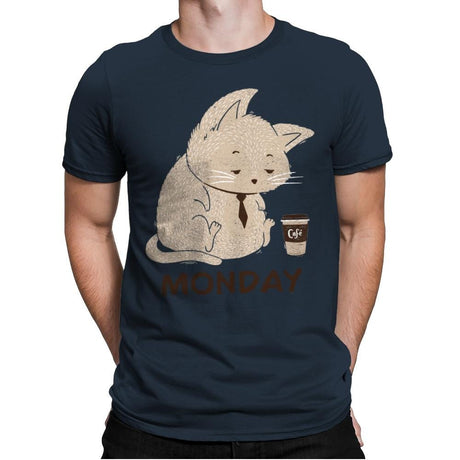 Monday Cat - Mens Premium T-Shirts RIPT Apparel Small / Indigo