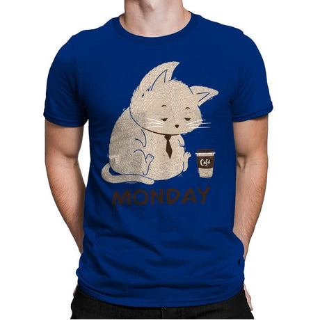 Monday Cat - Mens Premium T-Shirts RIPT Apparel Small / Royal