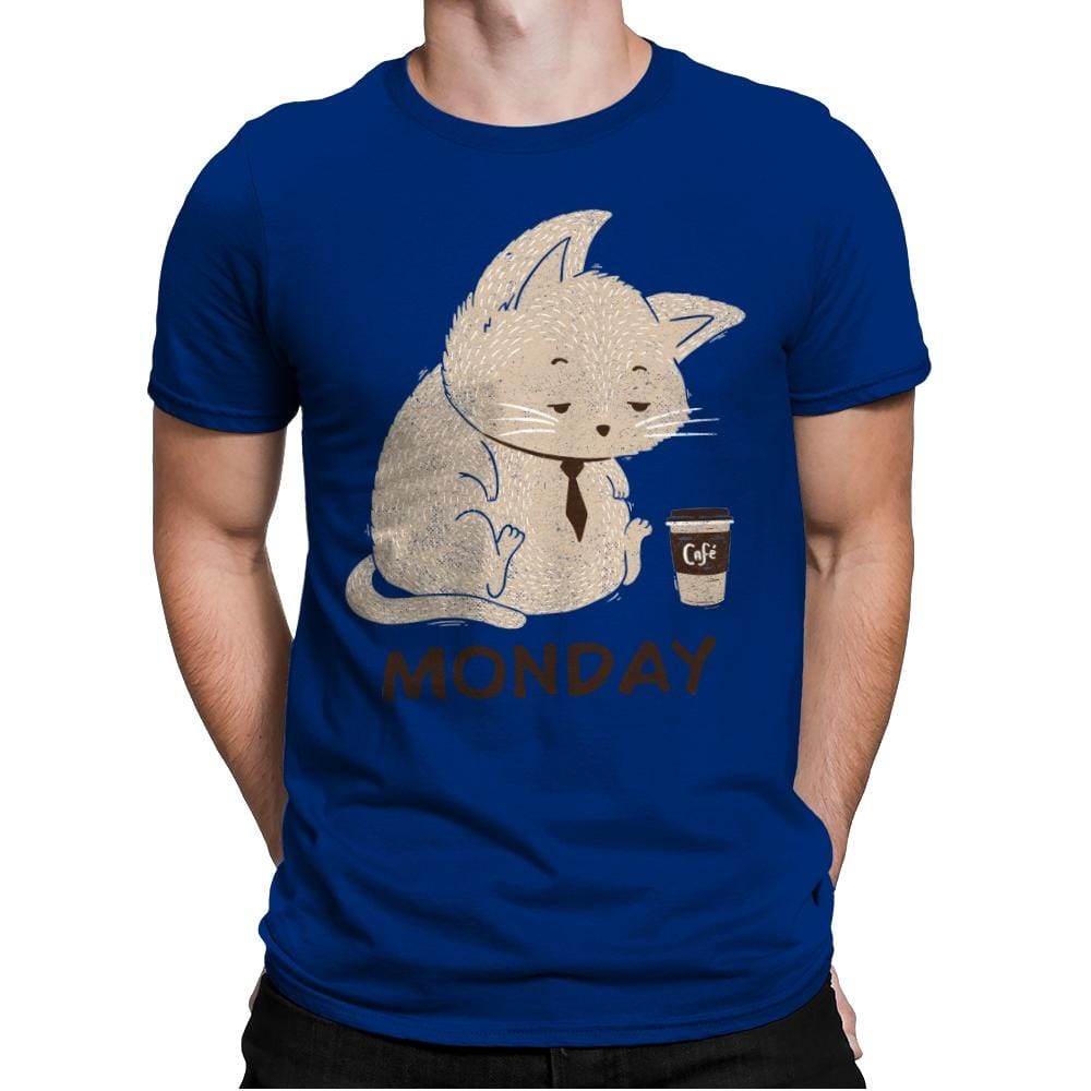 Monday Cat - Mens Premium T-Shirts RIPT Apparel Small / Royal
