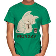 Monday Cat - Mens T-Shirts RIPT Apparel Small / Kelly Green