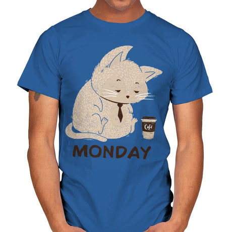 Monday Cat - Mens T-Shirts RIPT Apparel Small / Royal