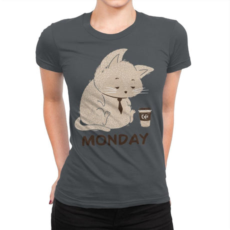 Monday Cat - Womens Premium T-Shirts RIPT Apparel Small / Heavy Metal