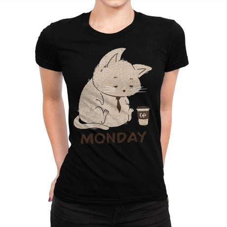 Monday Cat - Womens Premium T-Shirts RIPT Apparel Small / Indigo