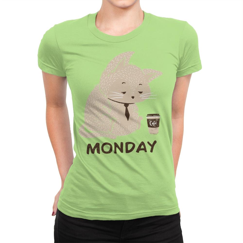 Monday Cat - Womens Premium T-Shirts RIPT Apparel Small / Mint