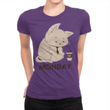 Monday Cat - Womens Premium T-Shirts RIPT Apparel Small / Purple Rush