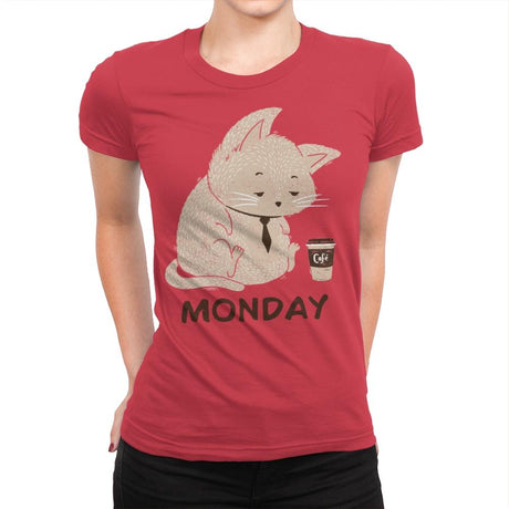 Monday Cat - Womens Premium T-Shirts RIPT Apparel Small / Red
