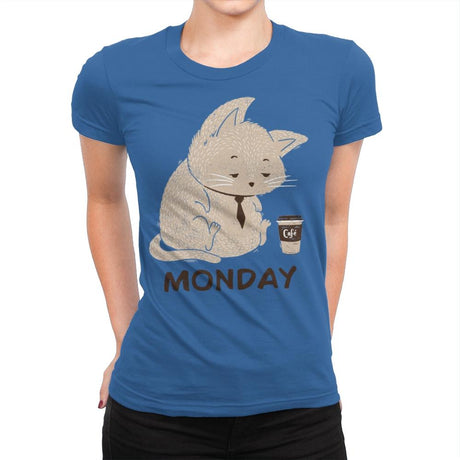 Monday Cat - Womens Premium T-Shirts RIPT Apparel Small / Royal