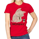 Monday Cat - Womens T-Shirts RIPT Apparel Small / Red