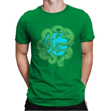 Monster of the Deep - Mens Premium T-Shirts RIPT Apparel Small / Kelly Green
