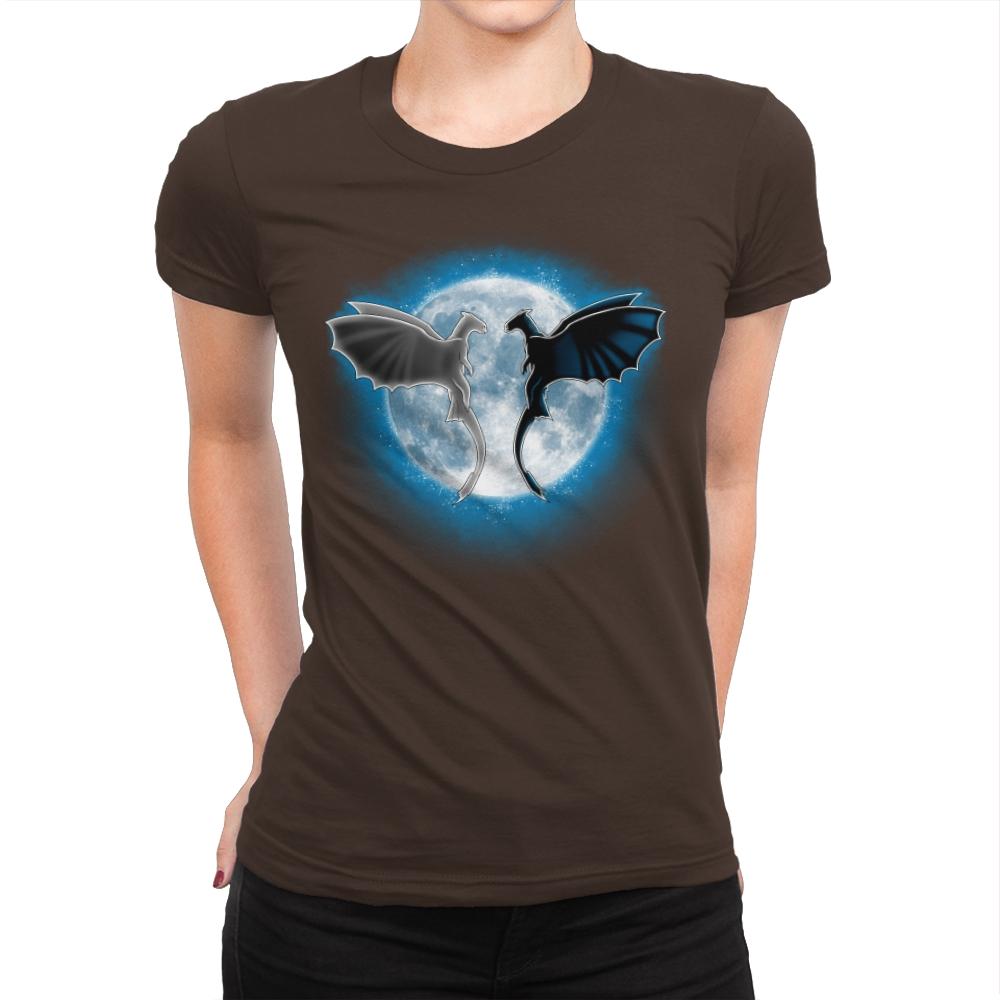Moon Dragons - Womens Premium T-Shirts RIPT Apparel Small / Dark Chocolate