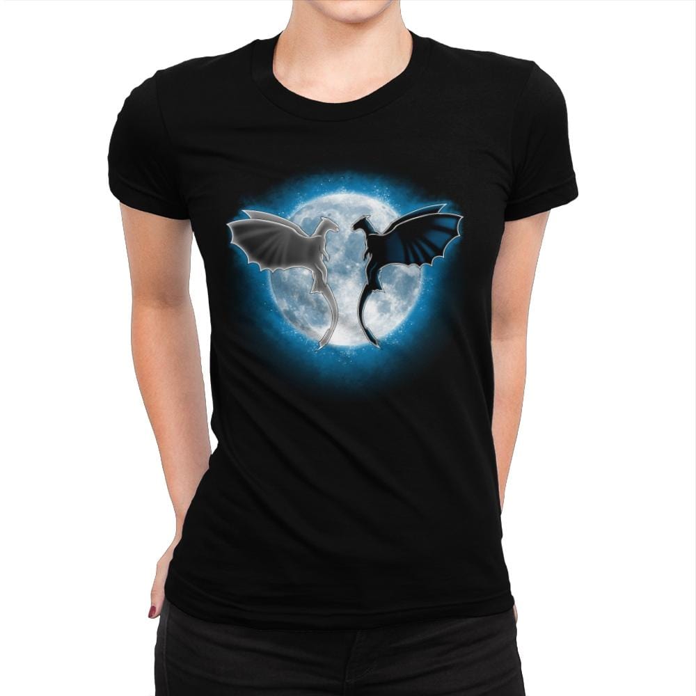 Moon Dragons - Womens Premium T-Shirts RIPT Apparel Small / Indigo