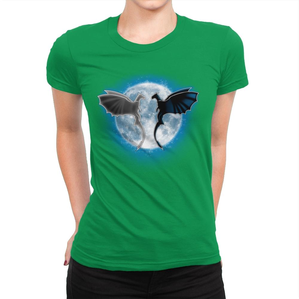 Moon Dragons - Womens Premium T-Shirts RIPT Apparel Small / Kelly Green