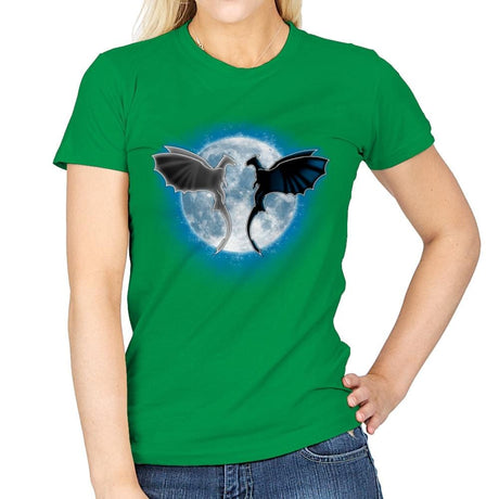 Moon Dragons - Womens T-Shirts RIPT Apparel Small / Irish Green