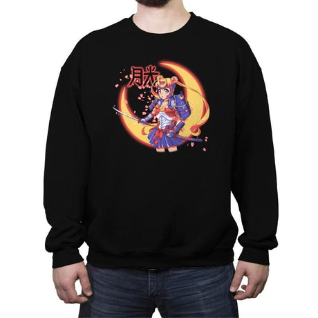 Moon Light Samurai - Crew Neck Sweatshirt Crew Neck Sweatshirt RIPT Apparel Small / Black