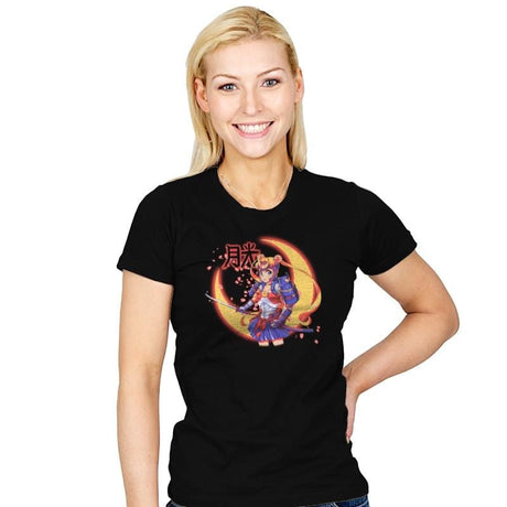 Moon Light Samurai - Womens T-Shirts RIPT Apparel Small / Black