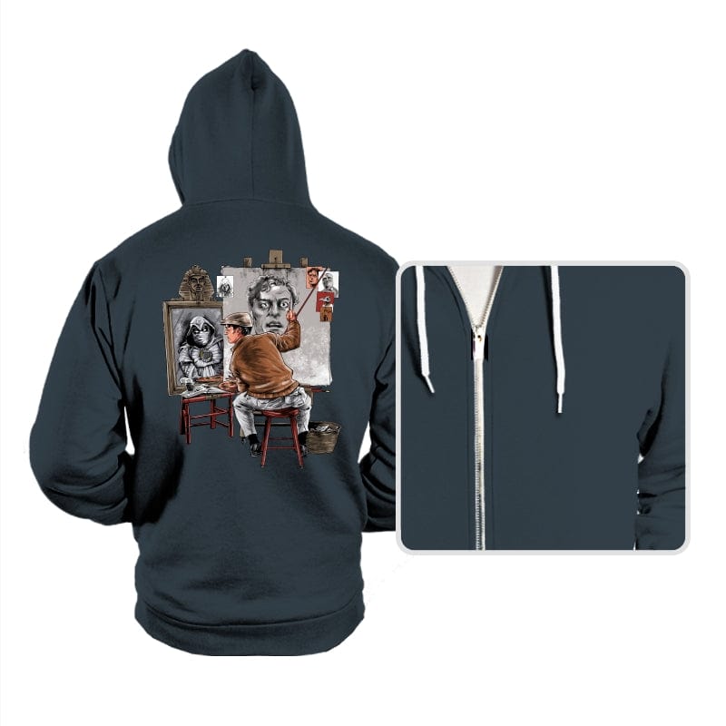 Moon Triple Self-Portrait - Hoodies Hoodies RIPT Apparel Small / Dark Gray